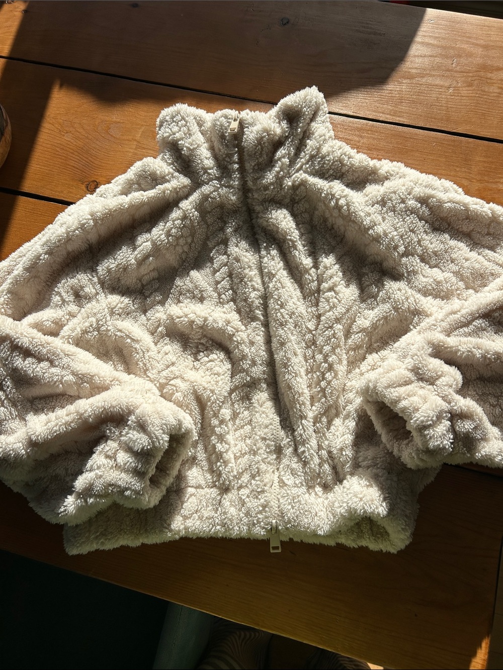 Ashley By 26 International Cream Plush Sherpa Zip Jacket